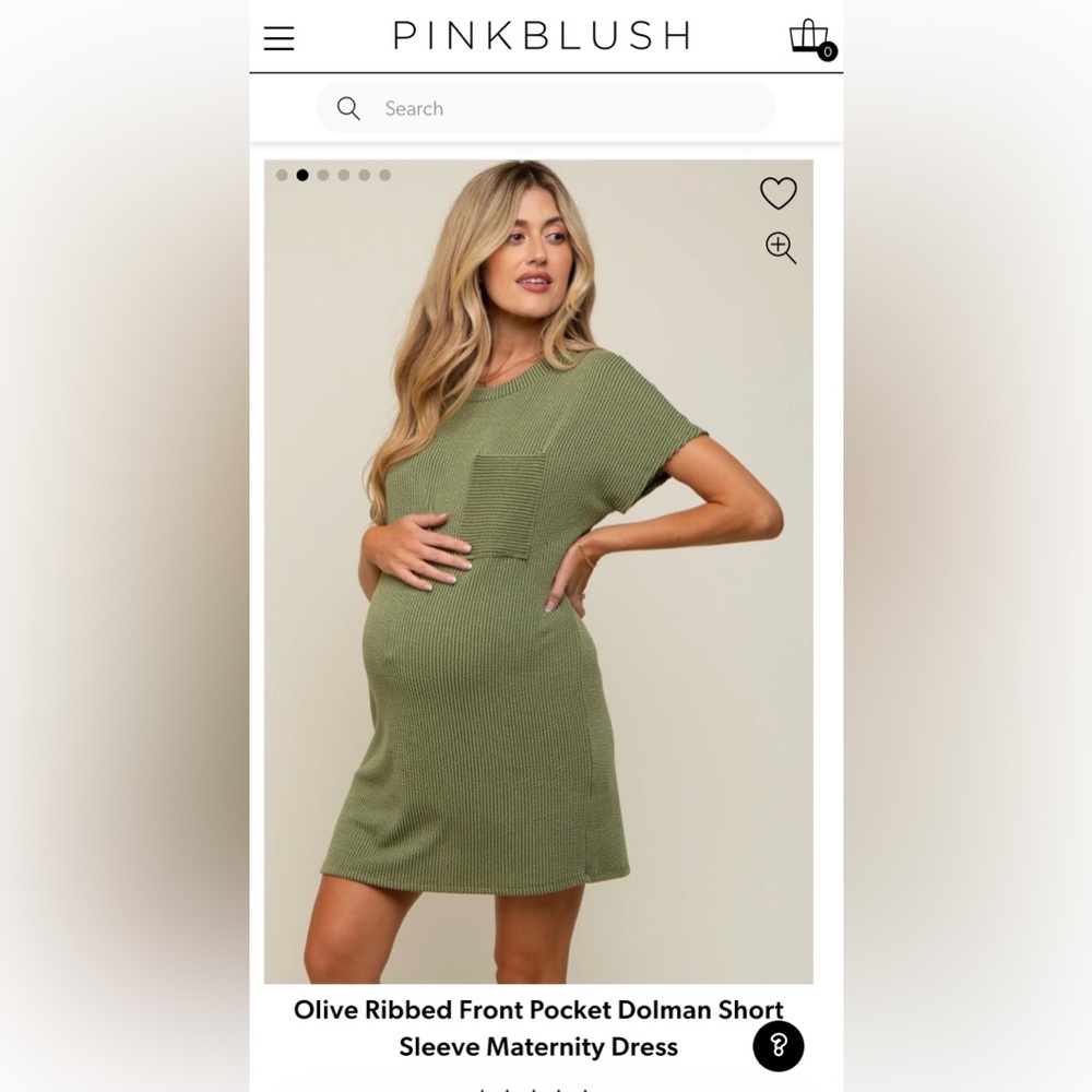Pinkblush Olive Ribbed Maternity Midi Dress